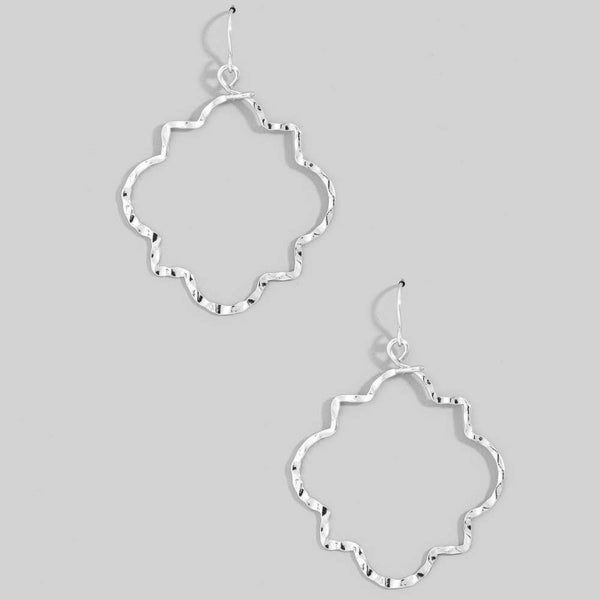 Gold Dipped Hammered Layered Wavy Hoops Dangle Earrings: GD - Lulu Bella Boutique