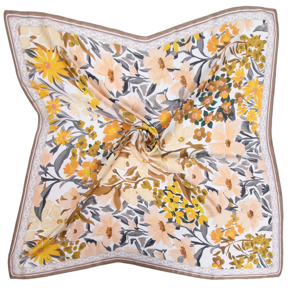 FLORAL PRINT SQUARE SCARF, WLQS 149: BLU - Lulu Bella Boutique