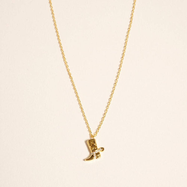 18K Gold Dipped Cowgirl Western Boots Necklace: 18K GD / ONE