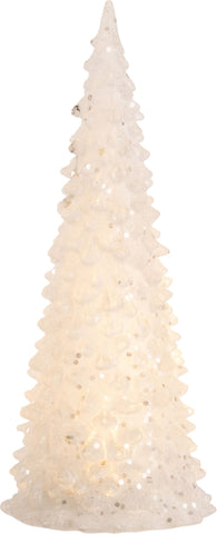 Silver glitter White Christmas Tree,LED 8.75in