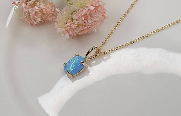 OVAL SHAPE OPAL NECKLACE.: White - Lulu Bella Boutique