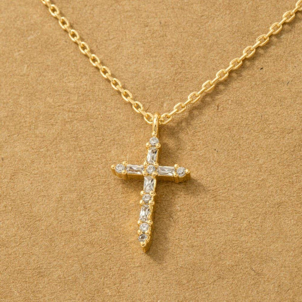 Cz Cross Pendant Necklace: S - Lulu Bella Boutique