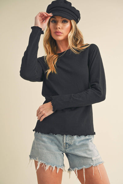 8288DN Gwen Baby Long Sleeve Top: Black / Contemporary / S - Lulu Bella Boutique