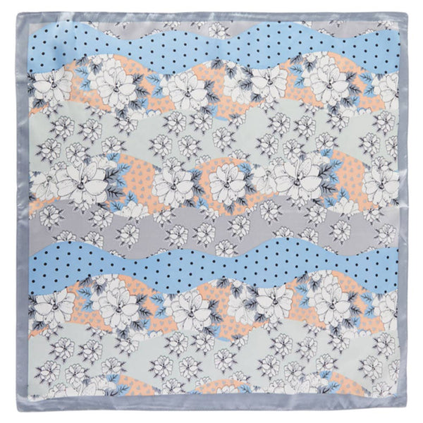 FLORAL PATTERN BANDANA SQUARE SILKY NECK SCARF, BS 0079: GR - Lulu Bella Boutique