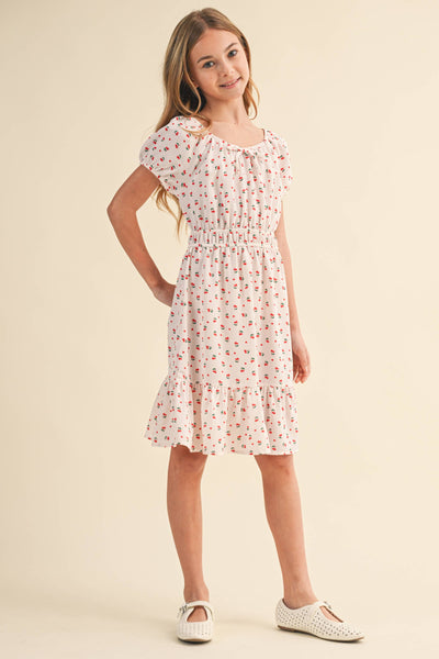 TWEEN KIDS GIRLS PUFF SLV JULIETTE WAIST TIERED DRESS (7-12): 7 - Lulu Bella Boutique