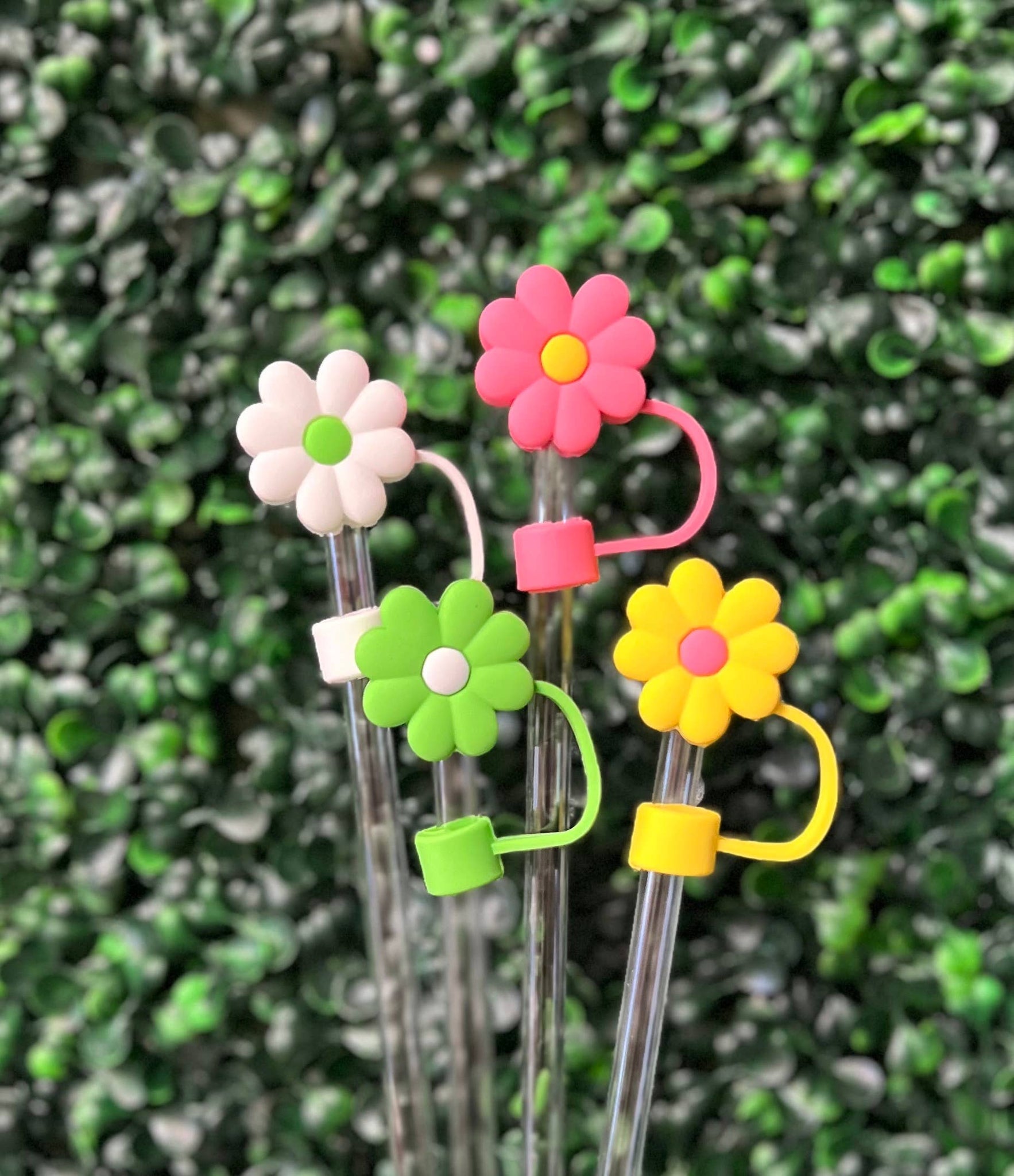 Flower Large Straw Toppers: Green Daisy