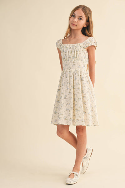 TWEEN GIRLS KIDS RUCHED SHOULDER MINI DRESS (7/14) : 7/8 - Lulu Bella Boutique