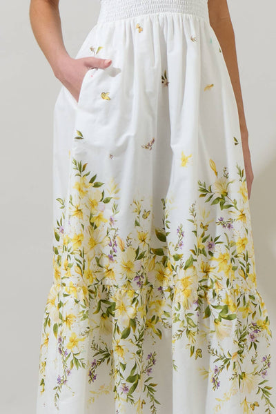 Bliss Field Janey Poplin Maxi Dress: Ivory Multi / XL - Lulu Bella Boutique
