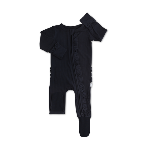 Bamboo Baby Pajama Sleepies Little Baby Ruffle Zip Collins: Newborn