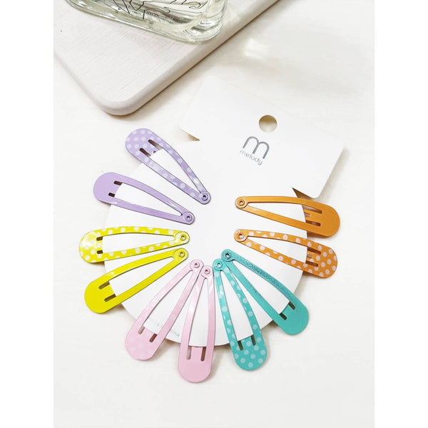 Variety Polkadot and Solid Mixed Snap Clip Set: MIX COLOR / ONE(12) - Lulu Bella Boutique