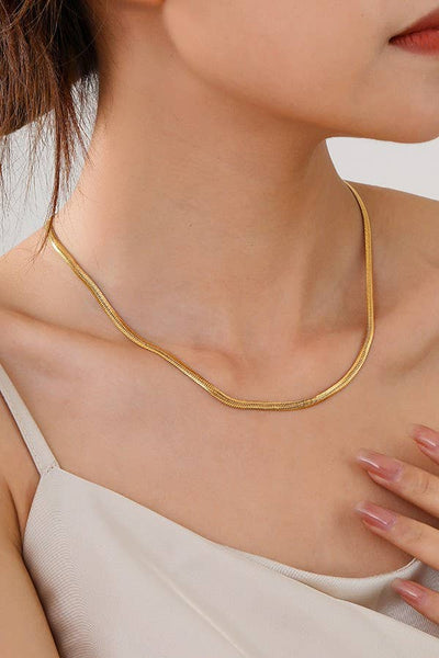 STAINLESS STEEL WATERPROOF TARNISH FREE NECKLACE | 40NK318: SNAKE - Lulu Bella Boutique