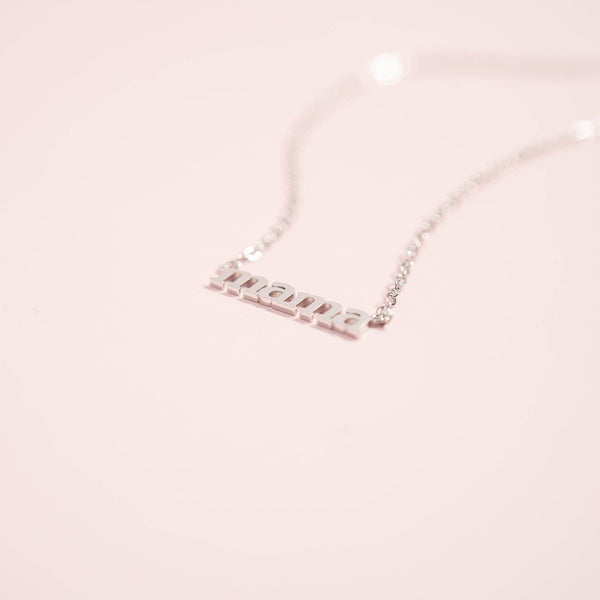 18K Gold PVD Stainless Steel Mama Charm Necklace: Stainless