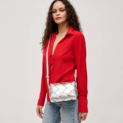 Kennedy Woven Crossbody: Silver - Lulu Bella Boutique