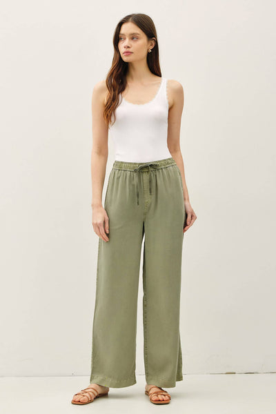 TENCEL WIDE LEG PANTS: SAGE OLIVE / S - Lulu Bella Boutique