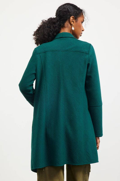Open Front Quilted Knit Cardigan Style Jacket: Hunter Green