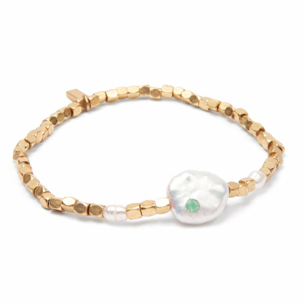Pearl Affirmation Bracelet - Courage/Gold - Lulu Bella Boutique
