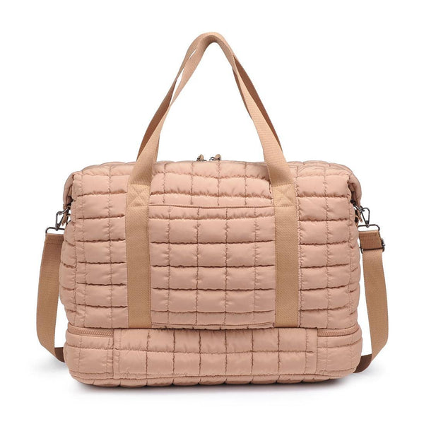 Globetrotter Quilted Nylon Puffer Travel Weekender: Natural - Lulu Bella Boutique