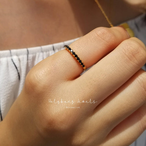 ONYX BAND RING - R-F1066 : Gold / 7 US