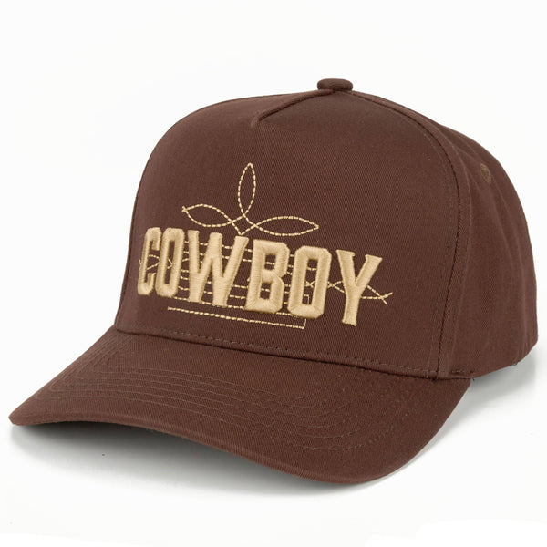 C.C COWBOY Letter Embroidered on Two Tone Trucker Hat: Brown/Brown - Lulu Bella Boutique