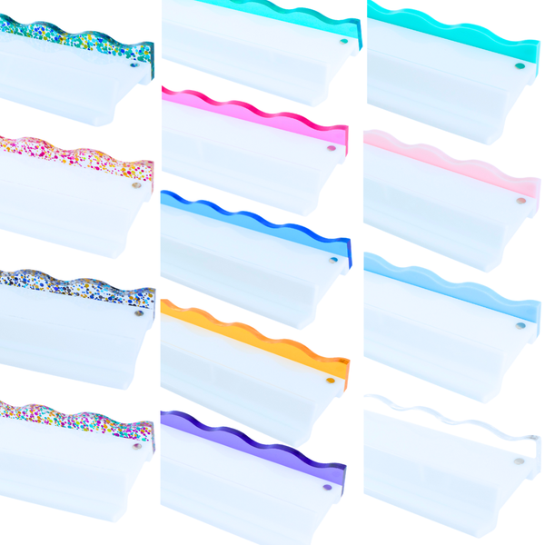MAHJONG RACK PUSHER ADD ON-MAGNETIC | Premium Acrylic Set(4): Transparent-Wavy-Blue