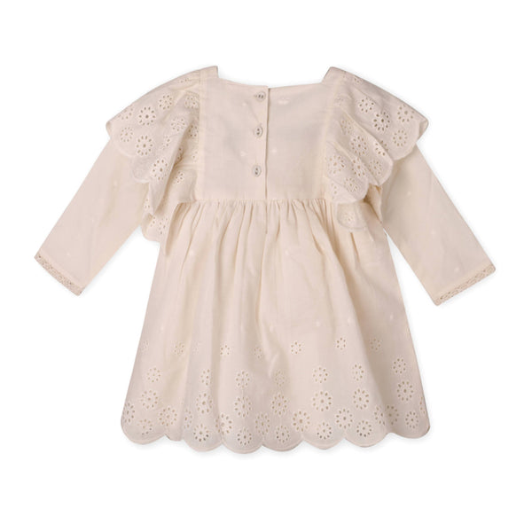 Schiffli Lace Collar Baby Girl Dress & Bloomer (Organic): Natural