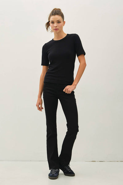 ULTRA SOFT BASIC SHORT SLEEVE TOP: Black - Lulu Bella Boutique