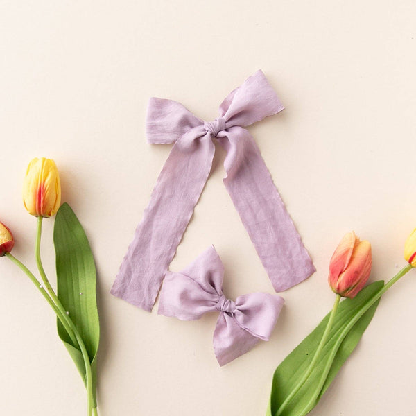 Smokey Lavender | Pigtail Set - Ribbon Bow