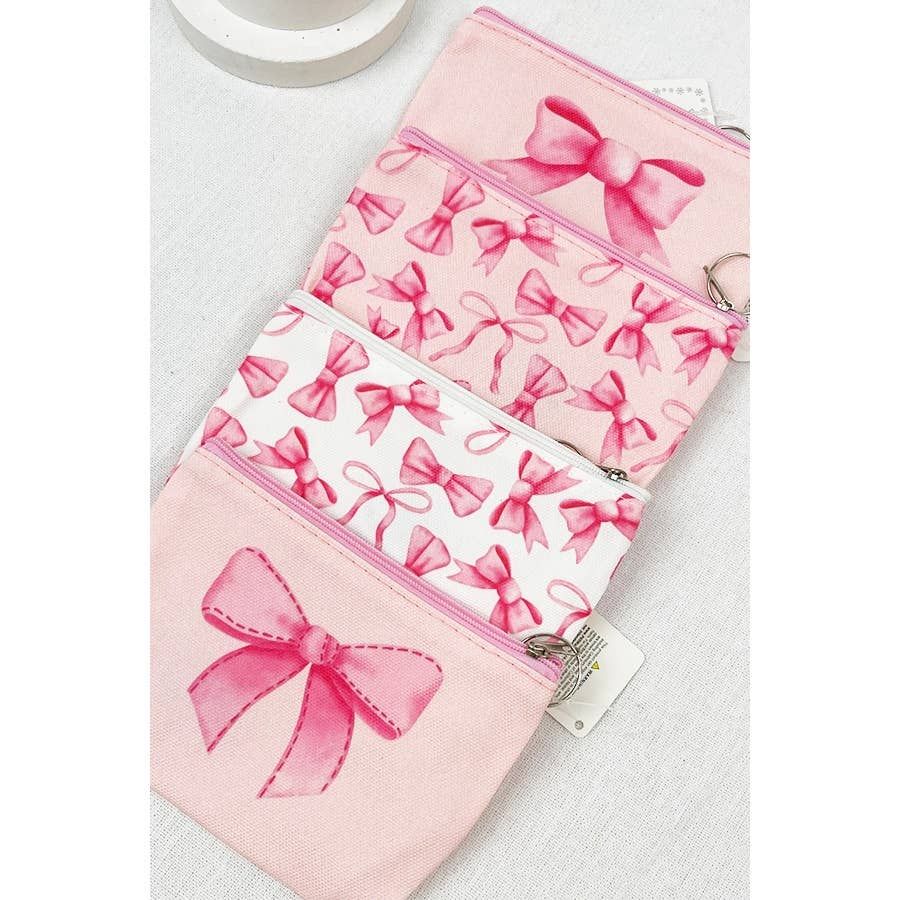 Bow Design Printed Coin Purse: PINK COMBO / ONE(12)