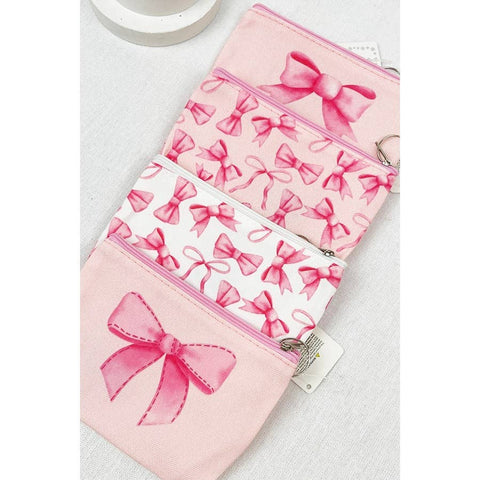 Bow Design Printed Coin Purse: PINK COMBO / ONE(12)