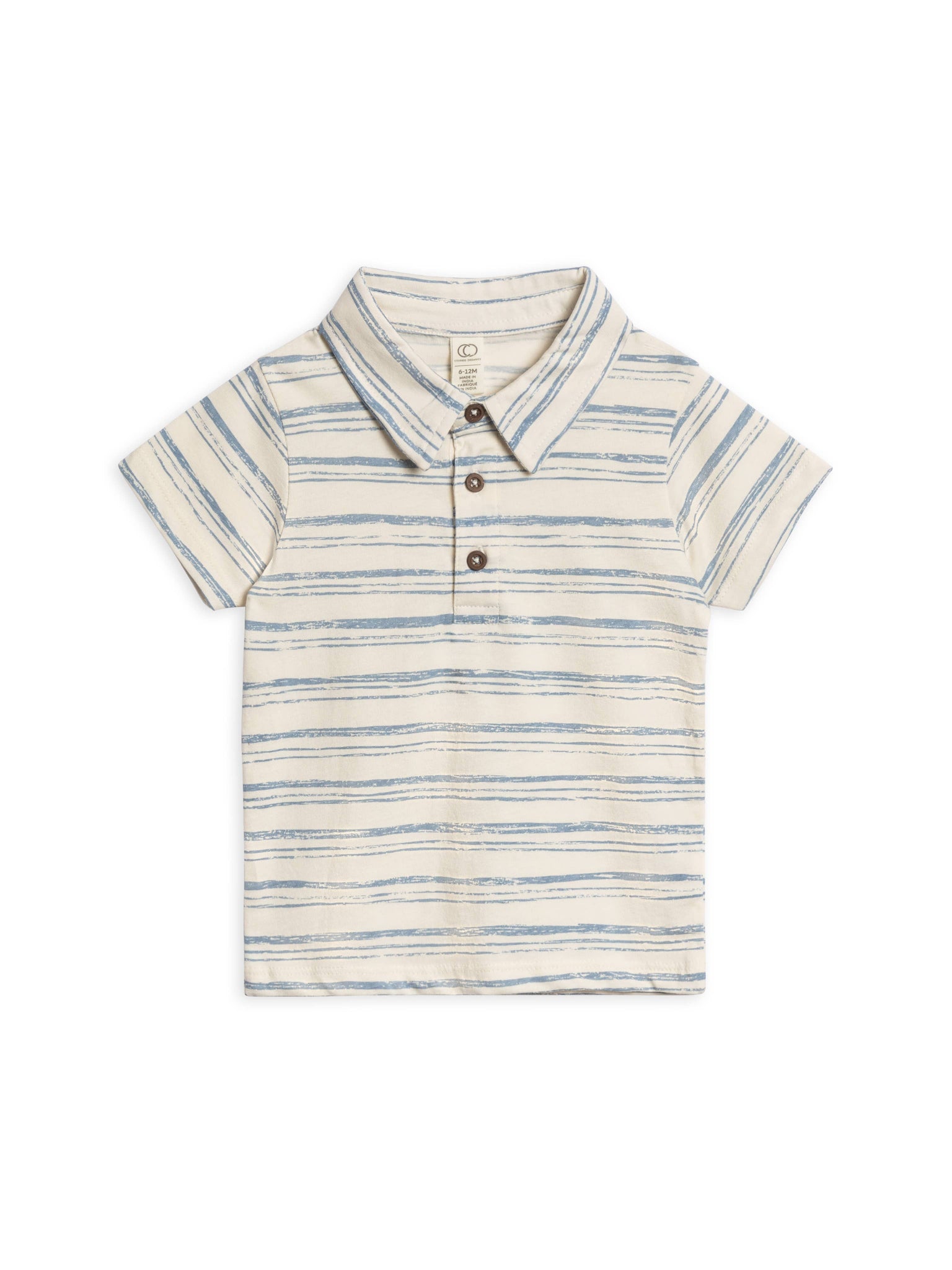 Organic Ben Short Sleeve Polo - Wave Stripe / Rain: 4T