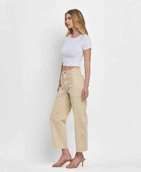 SUPER HIGH RISE BARREL JEANS F5831VBG: VINTAGE BEIGE / 24 - Lulu Bella Boutique