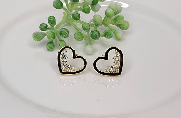 CZ HEART POST EARRINGS.: GOLD - Lulu Bella Boutique