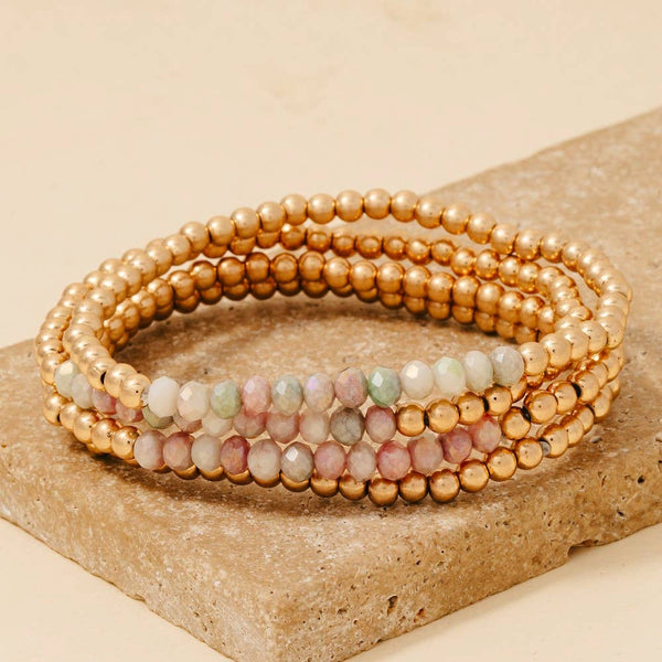 Layered Metallic Beaded Bracelet Set: WGNAT - Lulu Bella Boutique