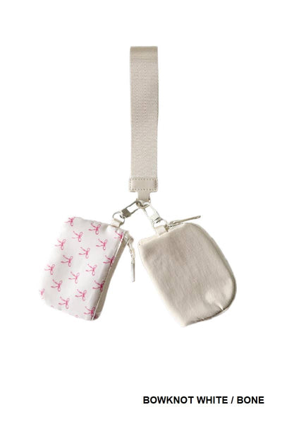 Dual Pouch Wristlet Keychain Wallet: PURPLE/LAVENDER