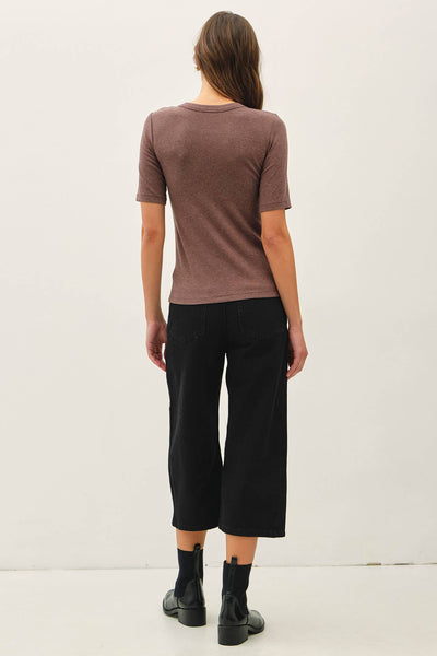 ULTRA SOFT BASIC SHORT SLEEVE TOP : WALNUT