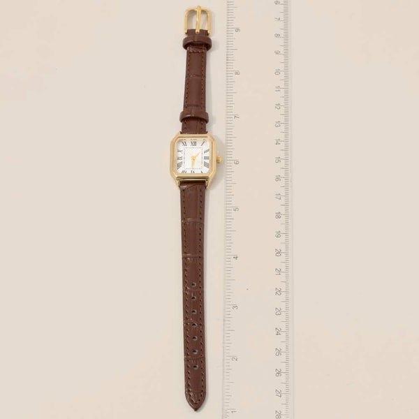 Thin Leather Strap Vintage Square Watch: BKSB