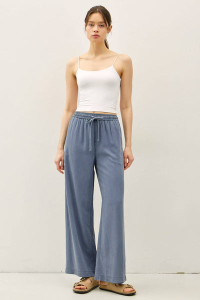 TENCEL WIDE LEG PANTS: DENIM - Lulu Bella Boutique