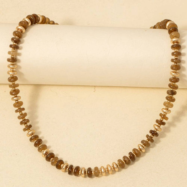 Semi Precious Stone Disc Beaded Necklace: LMUL