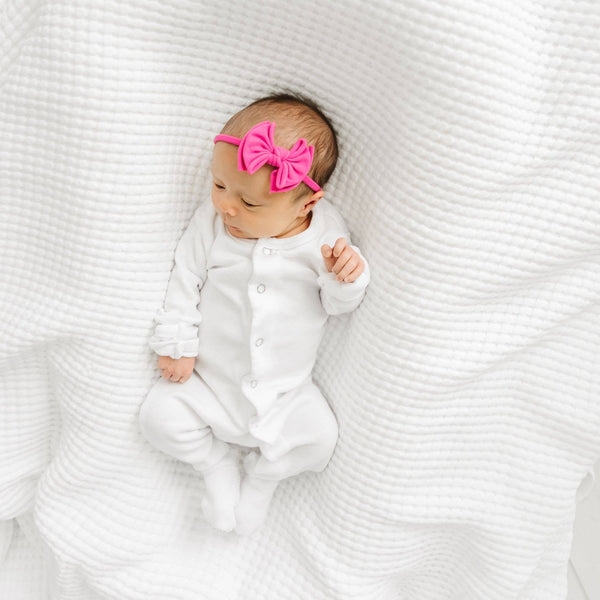 Baby Bling® Baby FAB® Skinny soft nylon bow headband: Dusty Blue - Lulu Bella Boutique