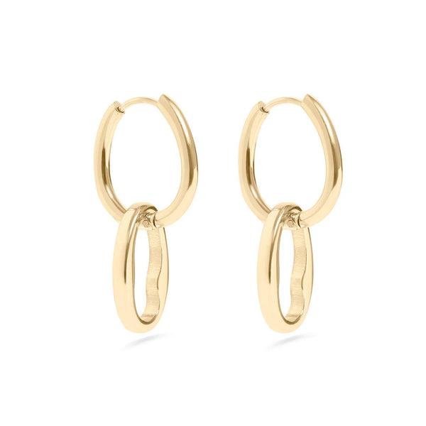 14K Gold Filled PLUS™ Interlocked Oval Pendant Earrings: Gold