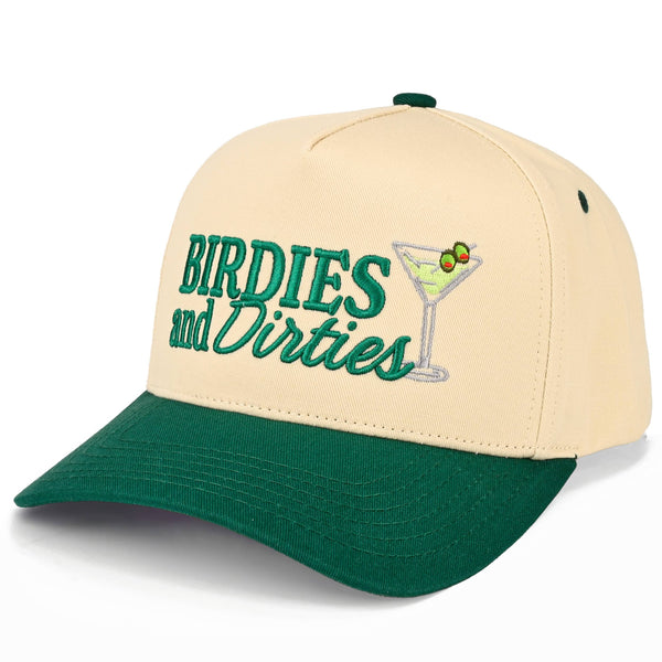 C.C BIRDIES AND DIRTIES Letter on Two Tone Trucker Hat: Dark Green - Lulu Bella Boutique