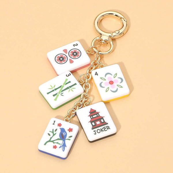 Mahjong Tile Drop Keychain Bag Charm: Multi - Lulu Bella Boutique