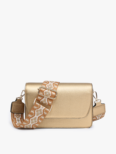 M2278 Noah Flapover Crossbody w/ Guitar Strap: Black - Lulu Bella Boutique