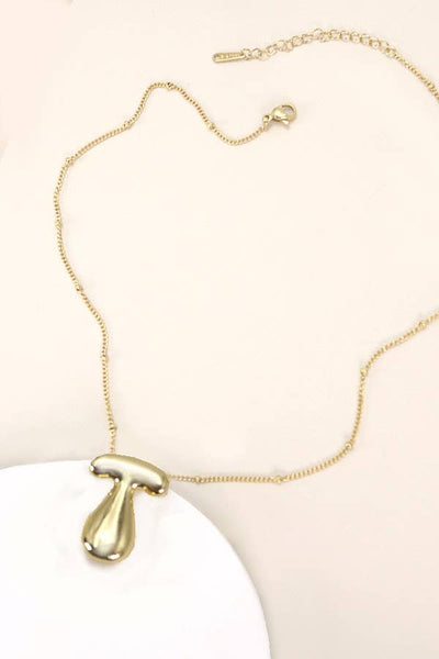 STAINLESS STEEL BALLOON BUBBLE INITIAL NECKLACE | 40NK316: T