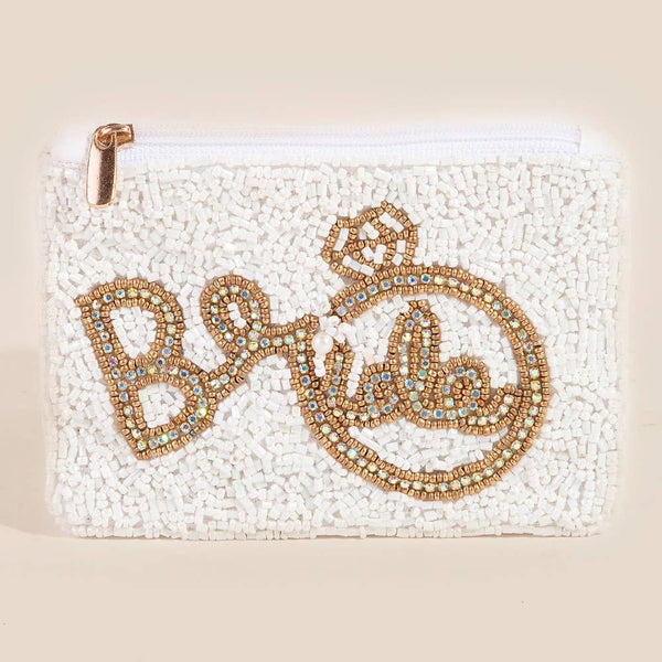 Bride And Ring Themed Seed Beaded Coin Purse: MULTI - Lulu Bella Boutique