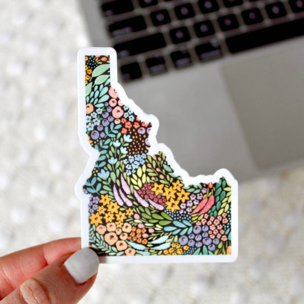 Idaho Floral State Sticker, 3x3 in.: Sunny Poppies - Lulu Bella Boutique