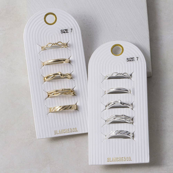 5 Piece Gold Textured Band Ring Stack Set