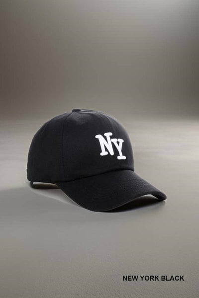 City Logo Embroidered Monogram Baseball Cap: NY BLACK