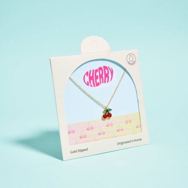 18K Gold Dipped Cherry Cherries Summer Necklace: 18K GD / ONE