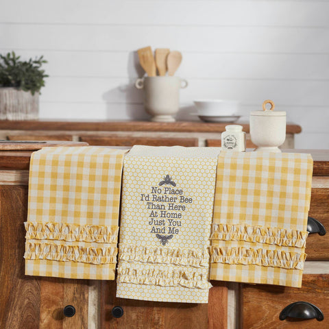 Buzzy Bees Ruffled Tea Towel Set of 3 19x28 - Lulu Bella Boutique
